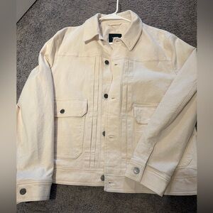 Express Men's Cream Button-Front Denim Jacket